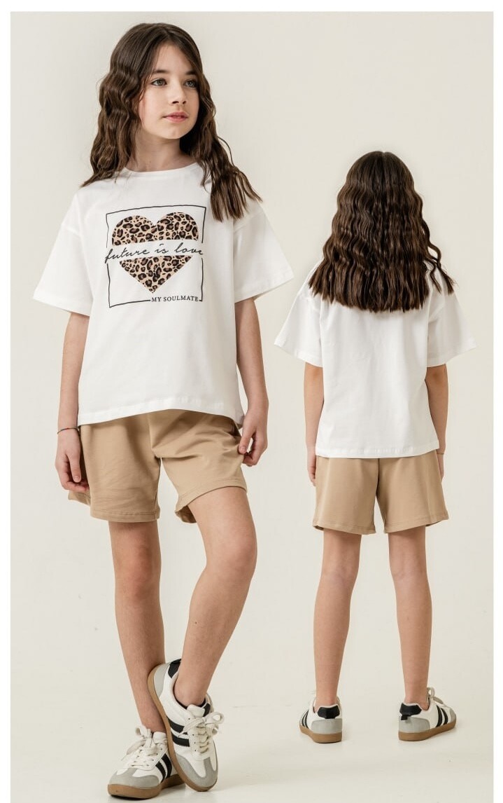 KIZ LEOPAR KALPLİ ŞORTLU TAKIM