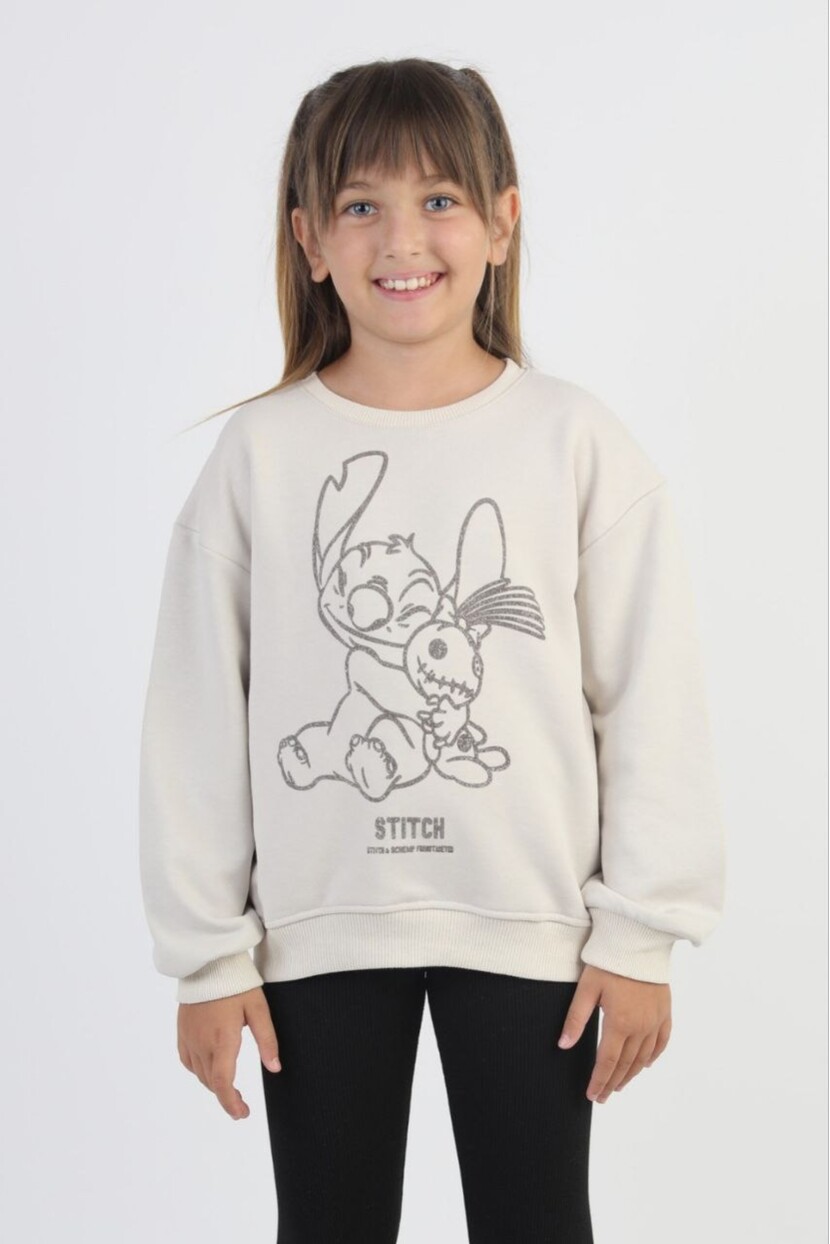 KIZ LİLO STİTCH PARILTILI SİMLİ SWEATSHİRT