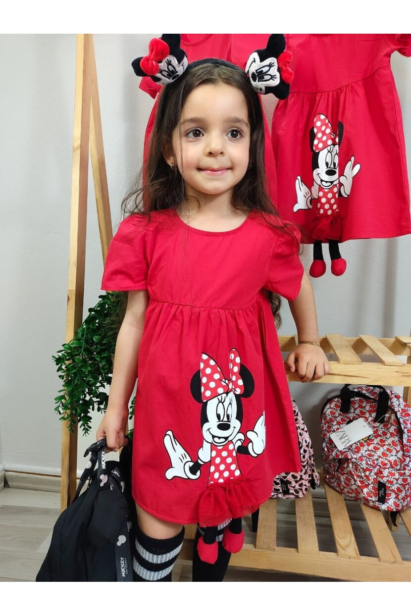 KIZ MİCKEY DESENLİ ELBİSE