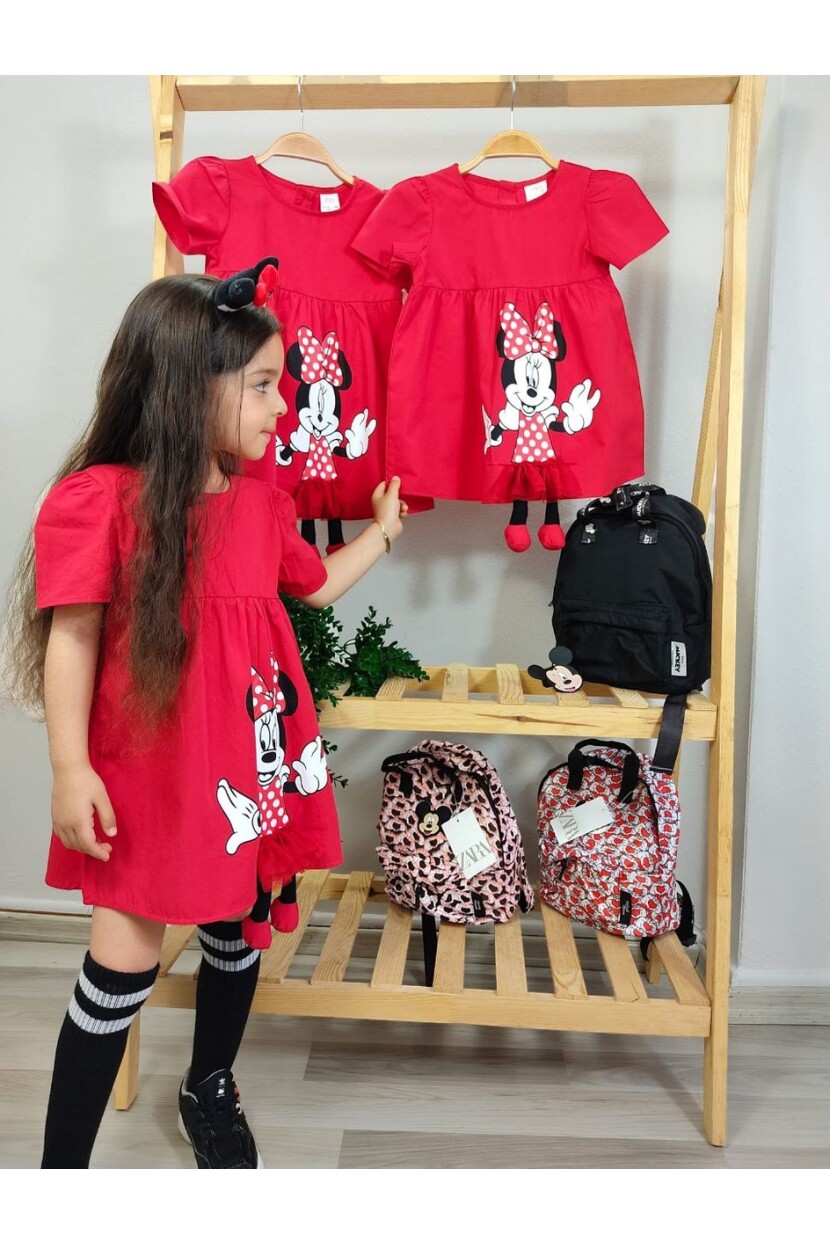 KIZ MİCKEY DESENLİ ELBİSE