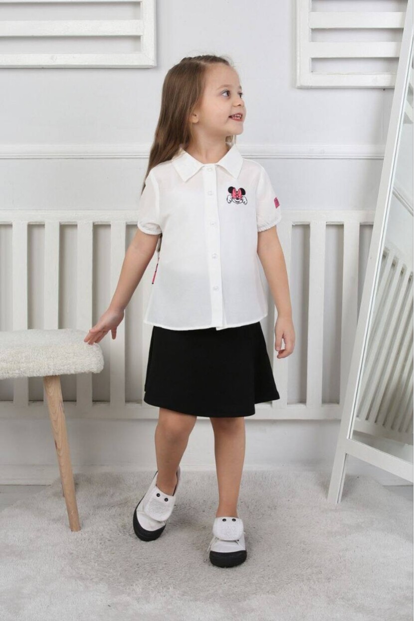KIZ MİNNİ MOUSE DESENLİ GÖMLEK ETEKLİ TAKIM