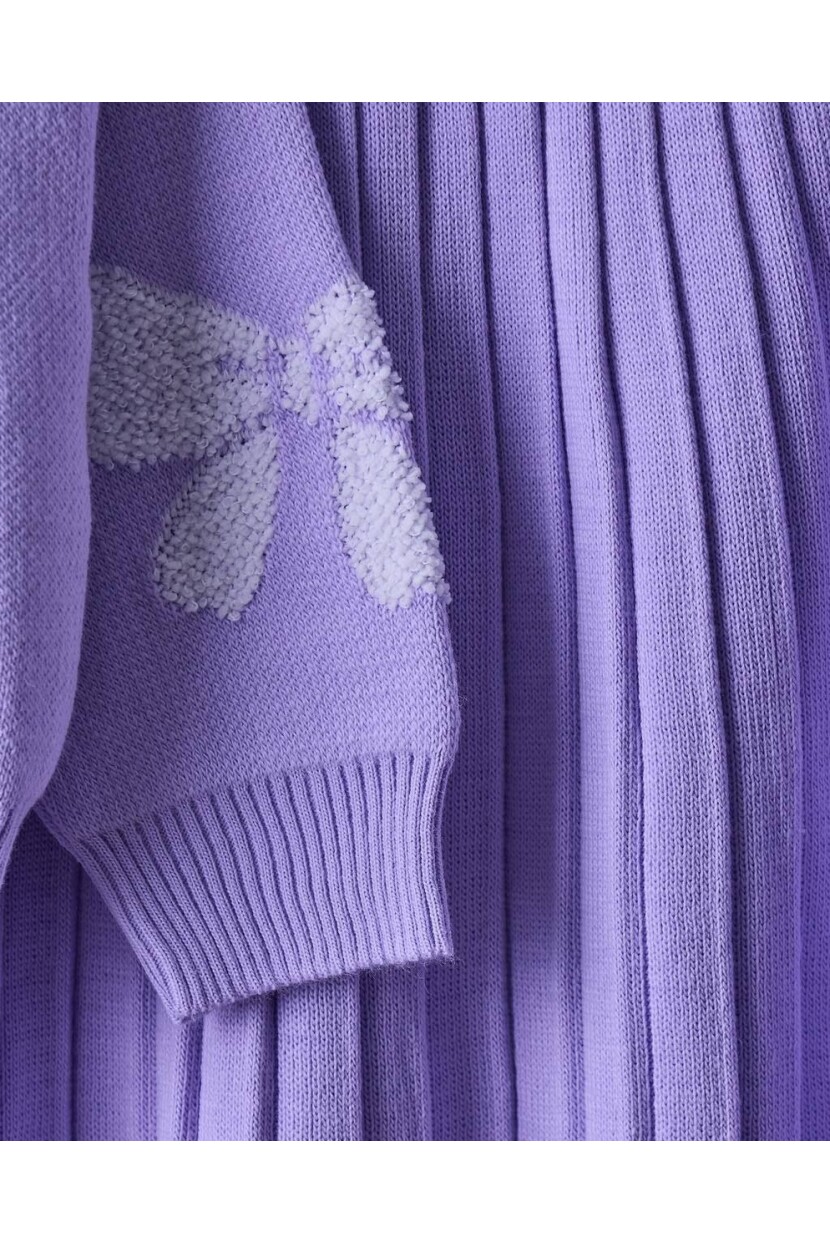 KIZ MOR FİYONKLU PİLELİ ETEK TRİKO TAKIM
