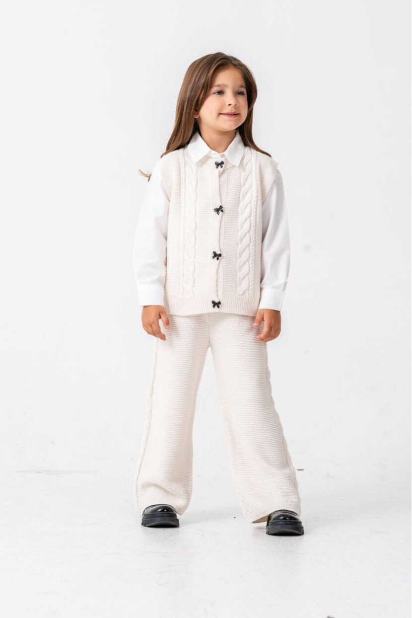 KIZ ÖRGÜ 2Lİ YELEKLİ TRİKO TAKIM