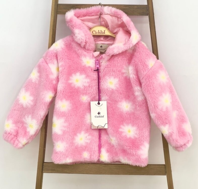 KIZ PAPATYA DESENLİ PELUŞ MONT