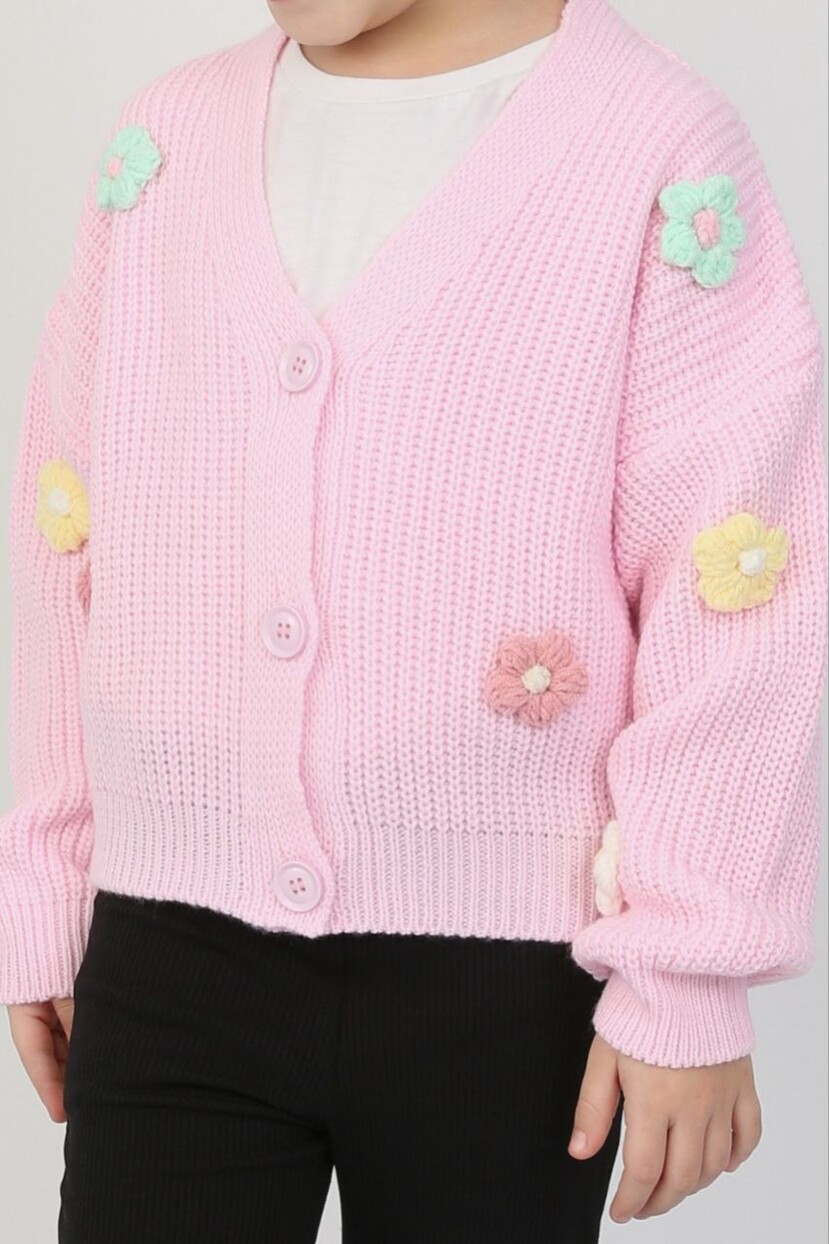 KIZ PAPATYA DETAYLI TRİKO HIRKA