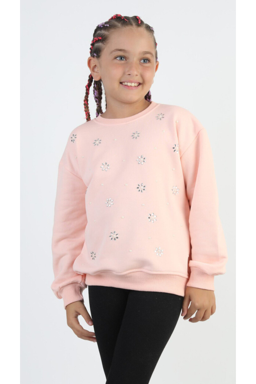 KIZ PAPATYA TAŞLI SWEATSHİRT