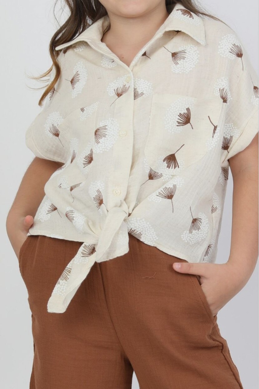 KIZ PARILTILI SİMLİ GÖMLEK MÜSLİN TAKIM