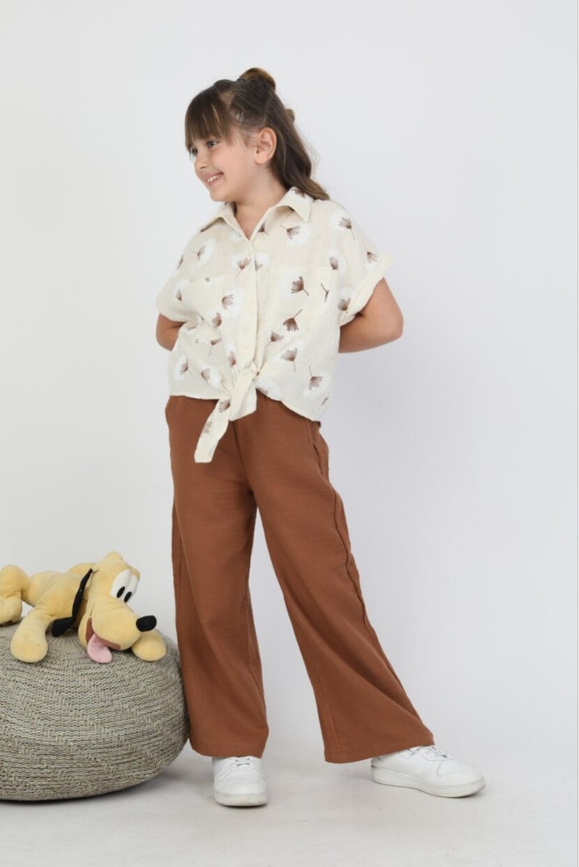 KIZ PARILTILI SİMLİ GÖMLEK MÜSLİN TAKIM