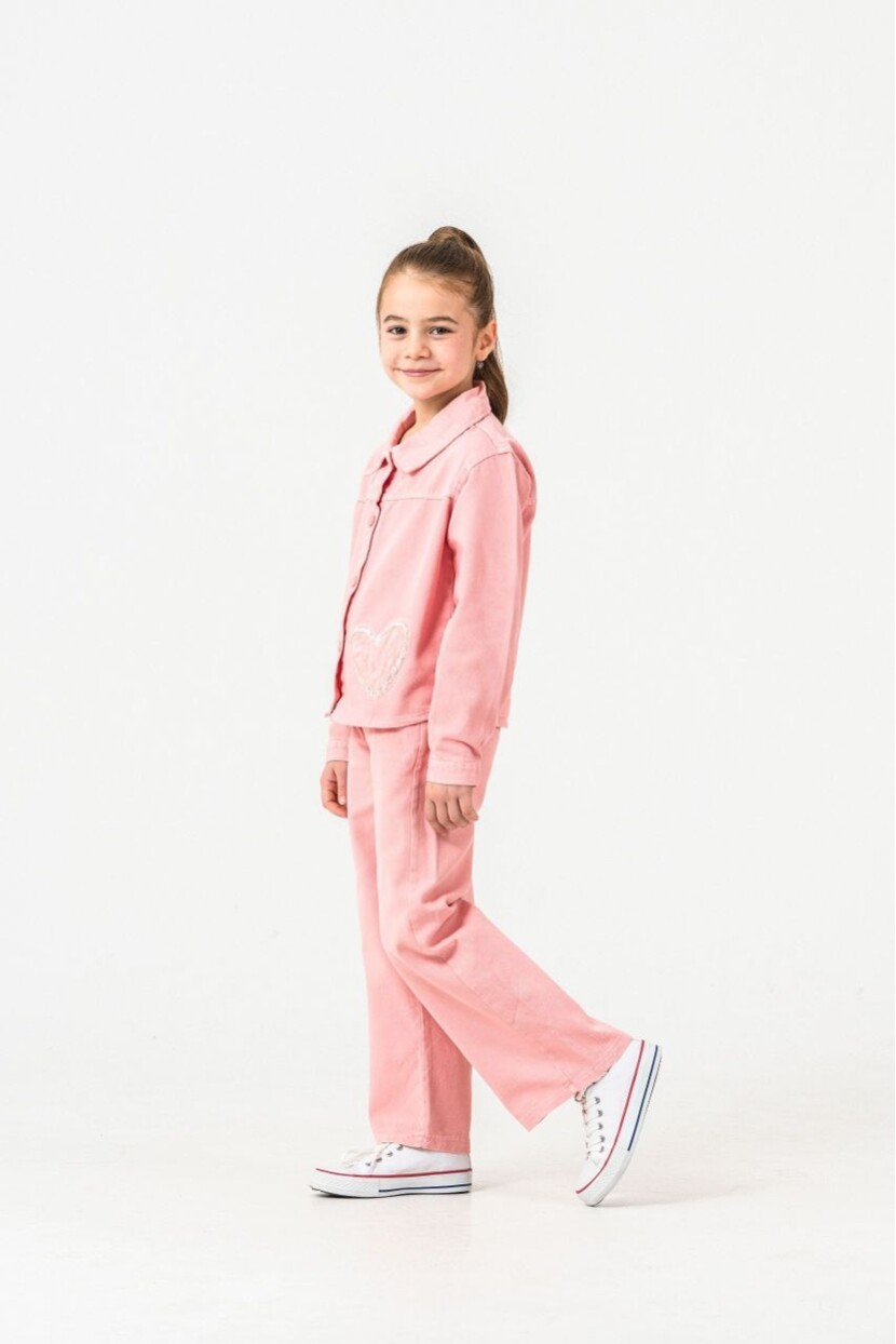 KIZ PAYETLİ KALP SÜSLEMELİ TAKIM