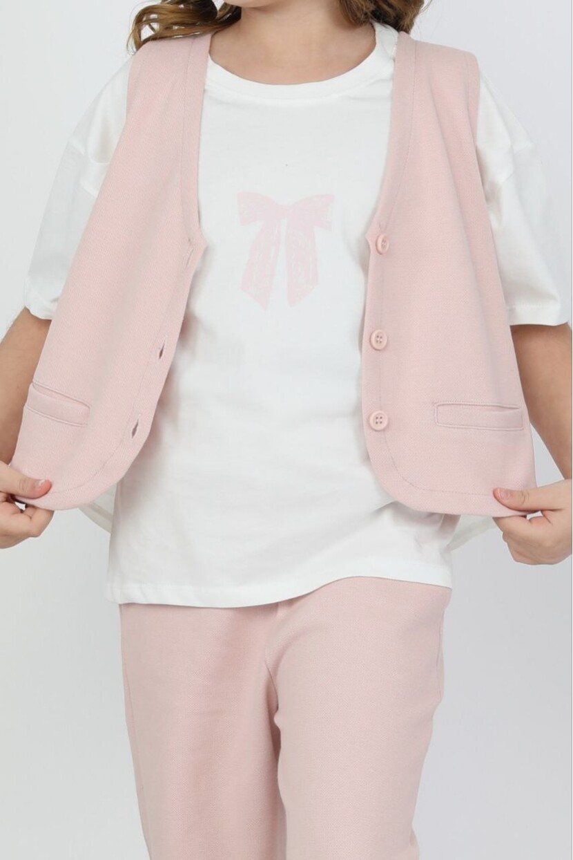 KIZ PUDRA YELEKLİ 3 LÜ TAKIM