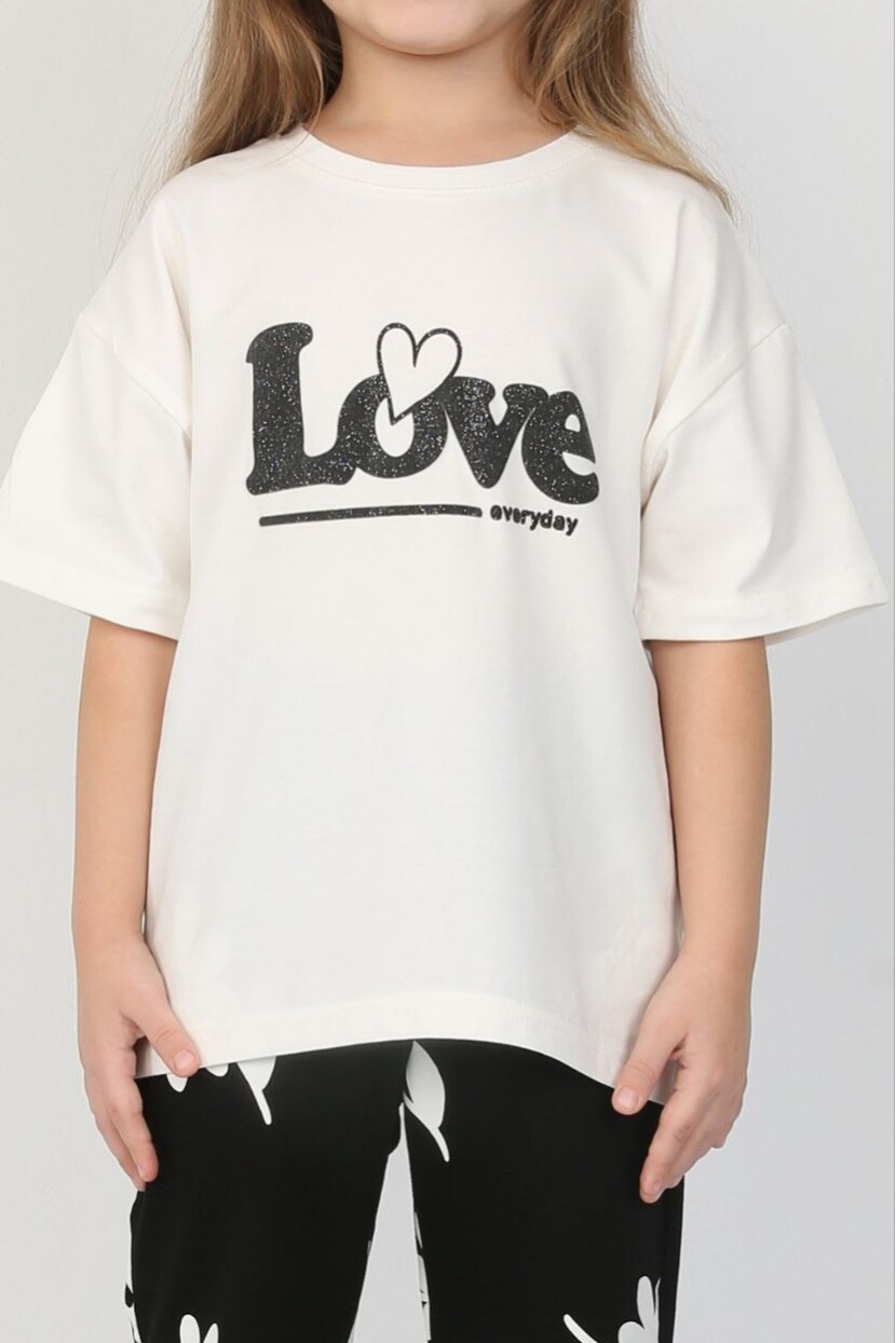 KIZ SİMLİ PARILTILI PAPATYA DESENLİ TAKIM