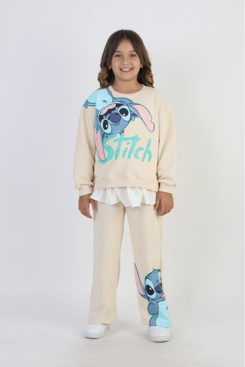 KIZ STİTCH BASKILI TAŞLI EŞOFMAN TAKIMI