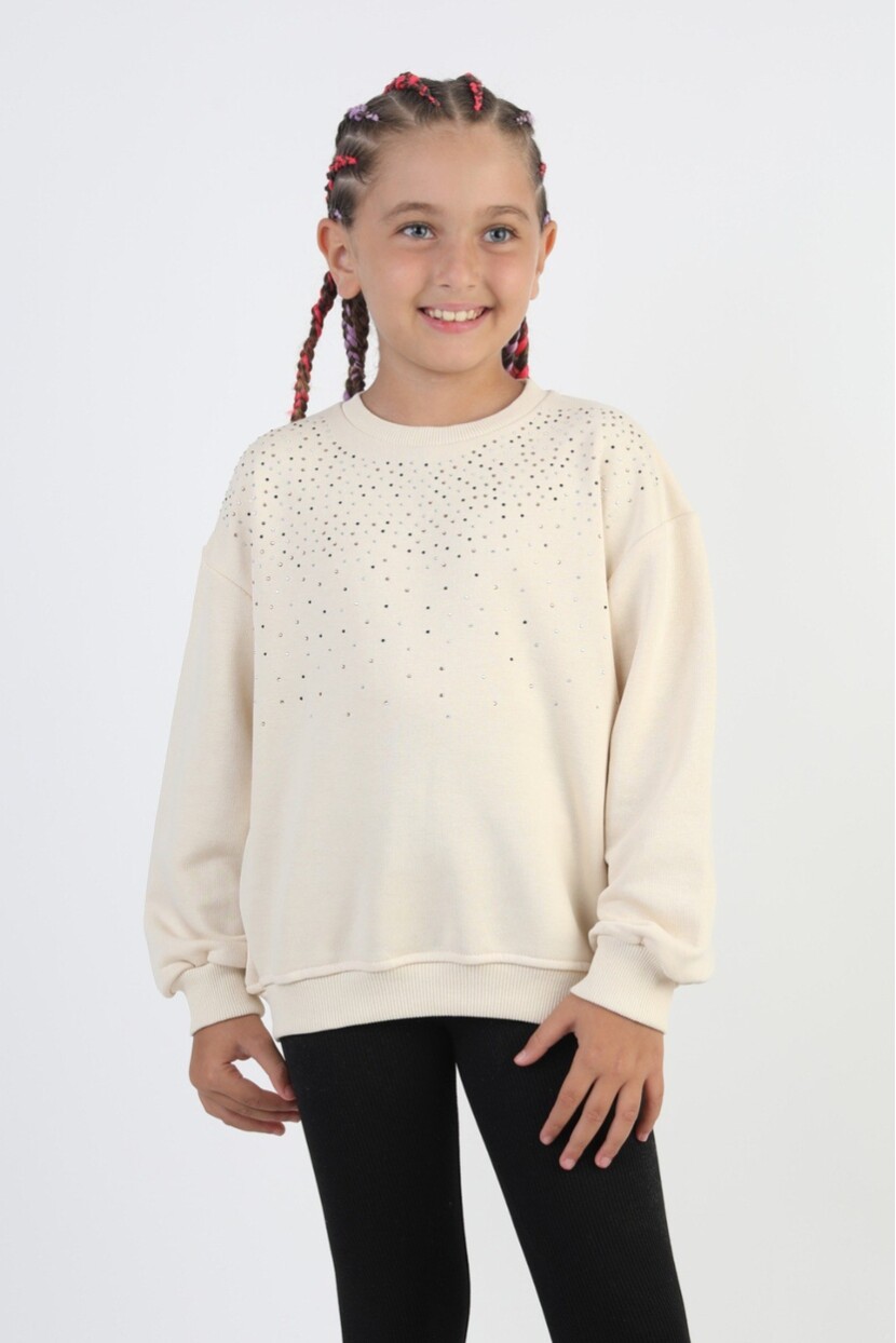 KIZ TAŞ İŞLEMELİ BASİC SWEATSHİRT