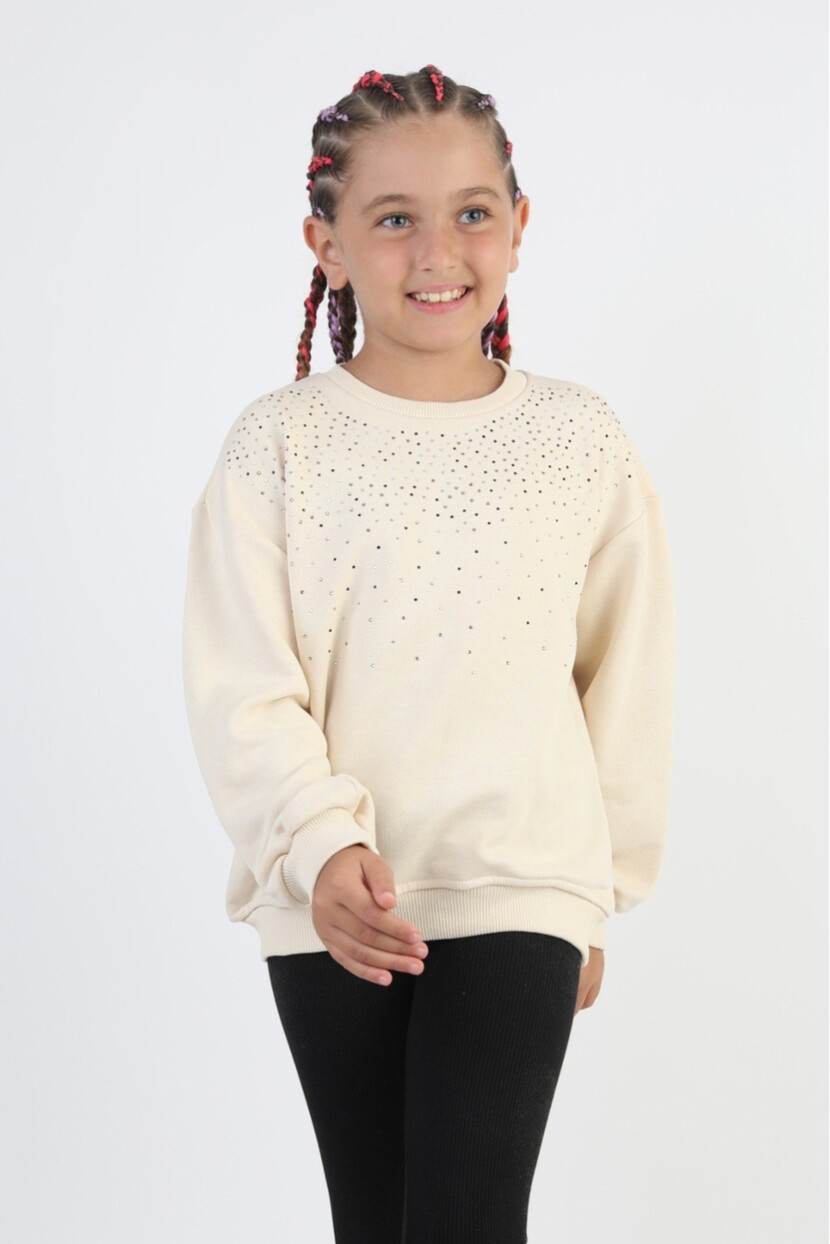 KIZ TAŞ İŞLEMELİ BASİC SWEATSHİRT