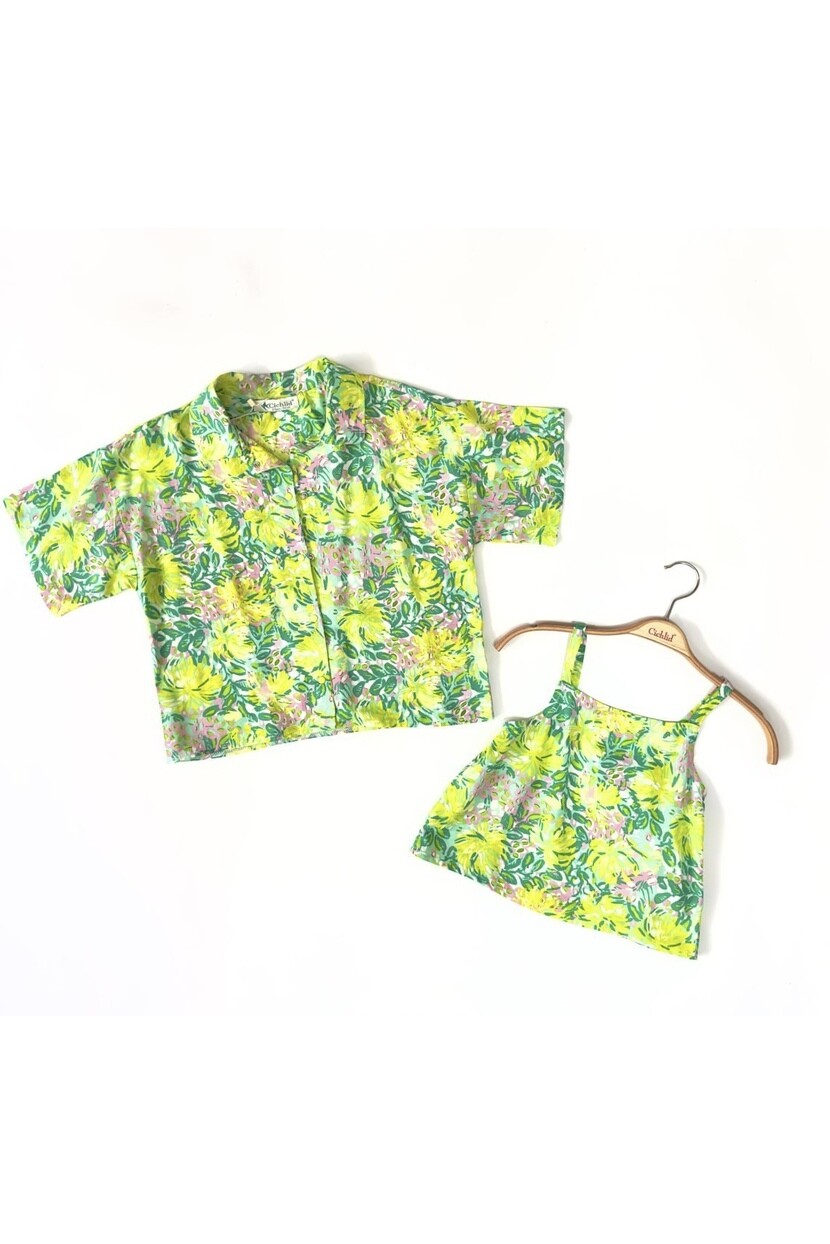 KIZ YEŞİL İKİLİ GÖMLEK TAKIM