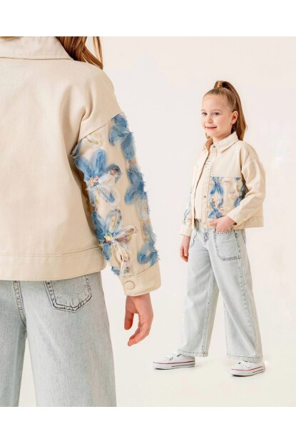 ÇİÇEK DETAYLI CEKET T-SHİRT TAKIM