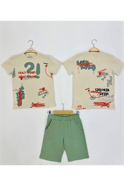 ERKEK BASKILI KISA KOL ŞORTLU TAKIM