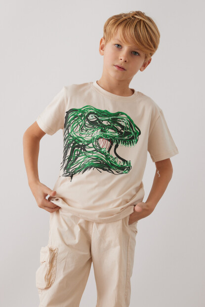 ERKEK DİNOZOR DESENLİ T-SHİRT