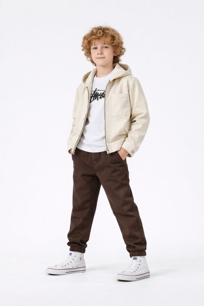 ERKEK KAPŞONLU GABARDİN KUMAŞ 3LÜ TAKIM