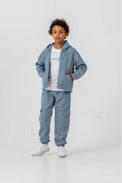 ERKEK KAPŞONLU KARGO CEPLİ GABARDİN 3LÜ TAKIM