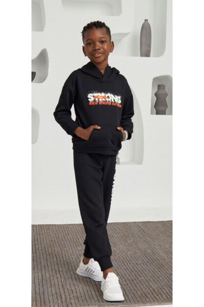 ERKEK SİYAH KAPŞONLU EŞOFMAN TAKIM