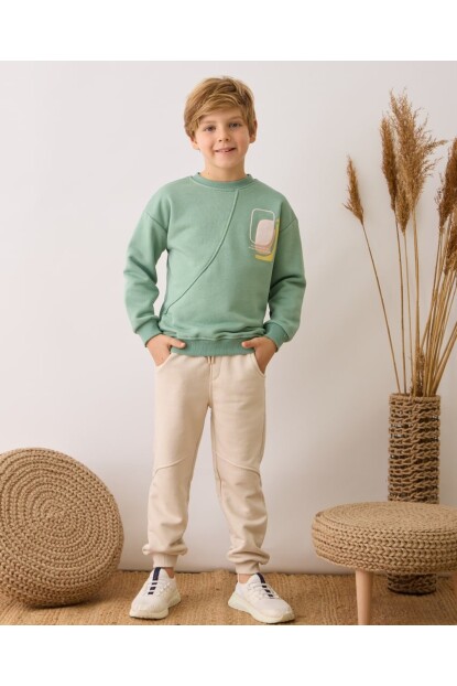 ERKEK YEŞİL ARKASI BASKILI EŞOFMAN TAKIMI