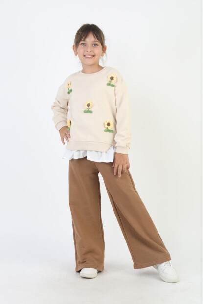 KIZ AYÇİÇEK DETAYLI EŞOFMAN TAKIMI