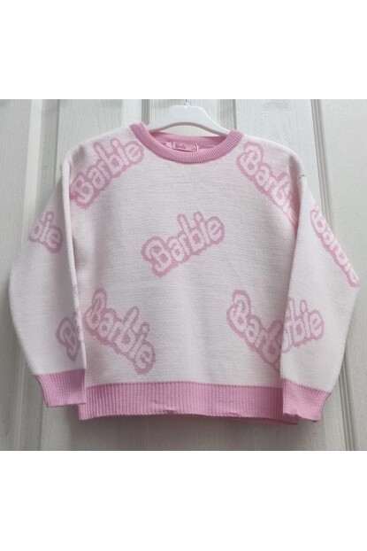 KIZ BEYAZ BARBİE BASKILI KAZAK