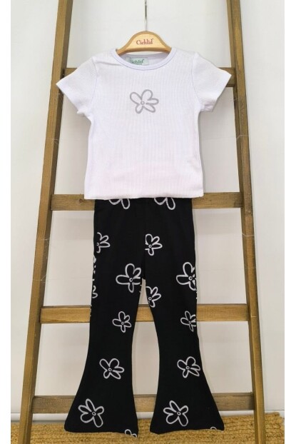 KIZ ÇİÇEK DESENLİ İSPANYOL PAÇA TAYTLI TAKIM