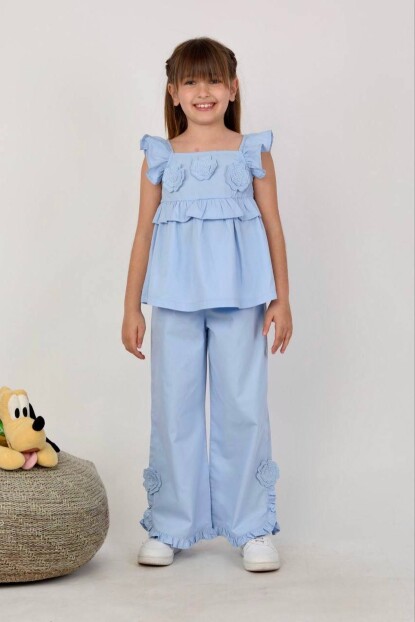 KIZ ÇİÇEK DETAYLI DOKUMA TAKIM