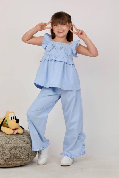 KIZ ÇİÇEK DETAYLI DOKUMA TAKIM