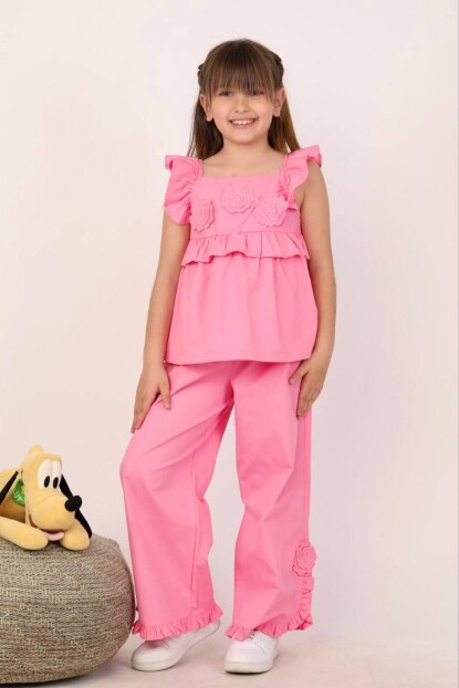 KIZ ÇİÇEK DETAYLI DOKUMA TAKIM