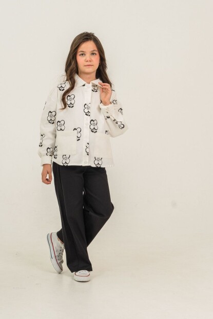 KIZ ÇİÇEK SÜSLEMELİ DOKUMA TAKIM