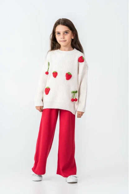 KIZ ÇİLEKLİ KİRAZLI  TRİKO TAKIM