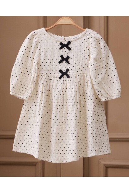 KIZ FİYONK DETAYLI MÜSLİN ELBİSE