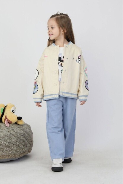 KIZ GABARDİN MİNNİ MOUSE DESENLİ 3 LÜ TAKIM