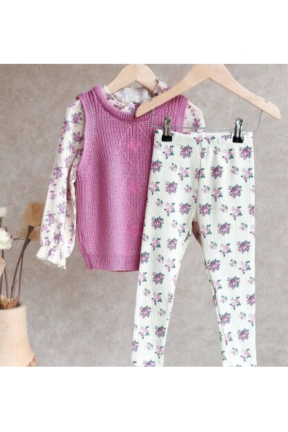 KIZ GÖMLEK YELEK DETAYLI TAYT TAKIM