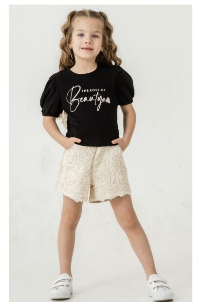 KIZ GÜLLÜ ŞORTLU TAKIM