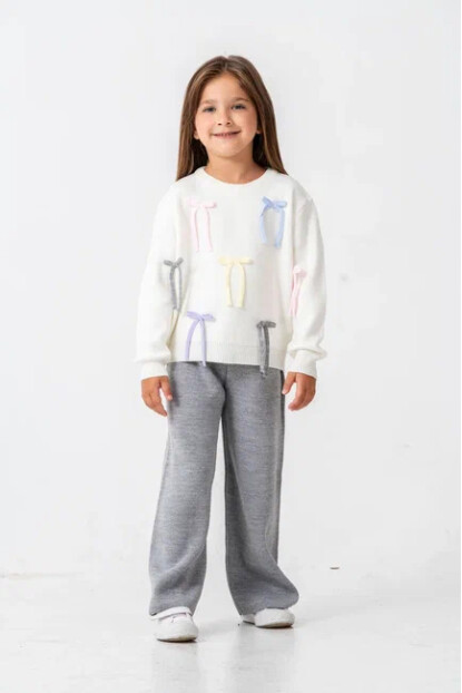 KIZ İP FİYONK DETAYLI  TRİKO TAKIM