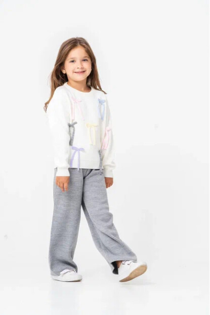 KIZ İP FİYONK DETAYLI  TRİKO TAKIM