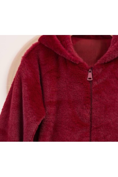 KIZ KAPŞONLU İÇİ PENYE ASTARLI PELUŞ MONT