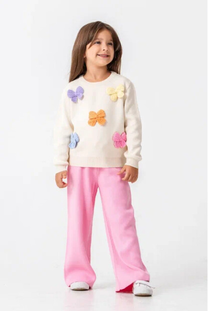 KIZ KELEBEK DETAYLI TRİKO TAKIM