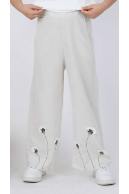 KIZ KETEN T-SHİRT YELEK PANTOLON 3LÜ TAKIM