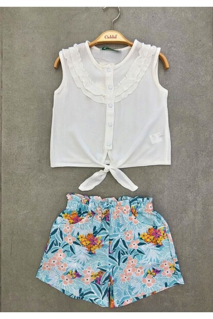 KIZ KOLSUZ GÖMLEKLİ ŞORTLU TAKIM