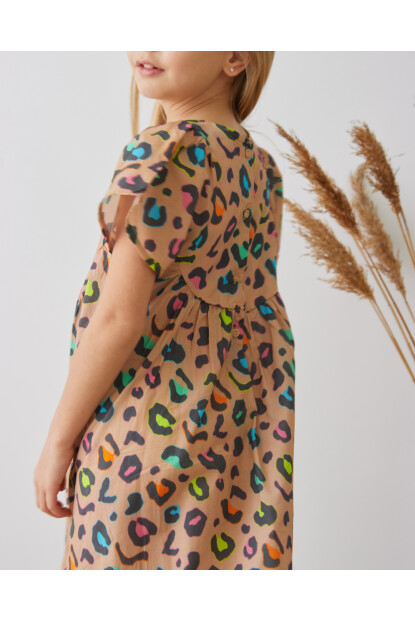 KIZ LEOPAR DESENLİ ELBİSE