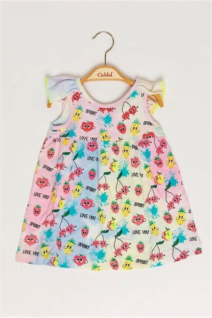 KIZ MEYVE BASKILI ELBİSE