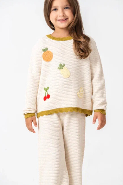 KIZ MEYVE NAKIŞLI TRİKO TAKIM
