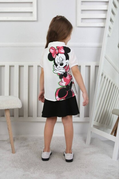 KIZ MİNNİ MOUSE DESENLİ GÖMLEK ETEKLİ TAKIM