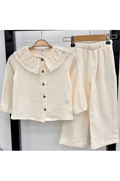 KIZ MÜSLİN PAMUK DOKUMA PİJAMA TAKIMI