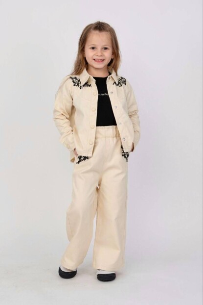 KIZ NAKIŞLI 3 LÜ KOT TAKIM